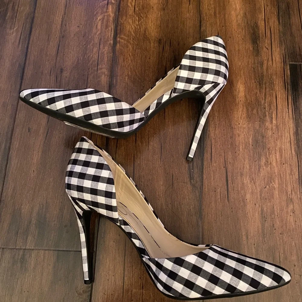 Jessica Simpson Gingham Black and White Heels - Picture 3 of 8